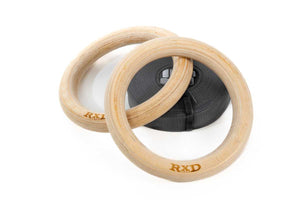 Anneaux de gymnastique en bois RXD incl. Sangles