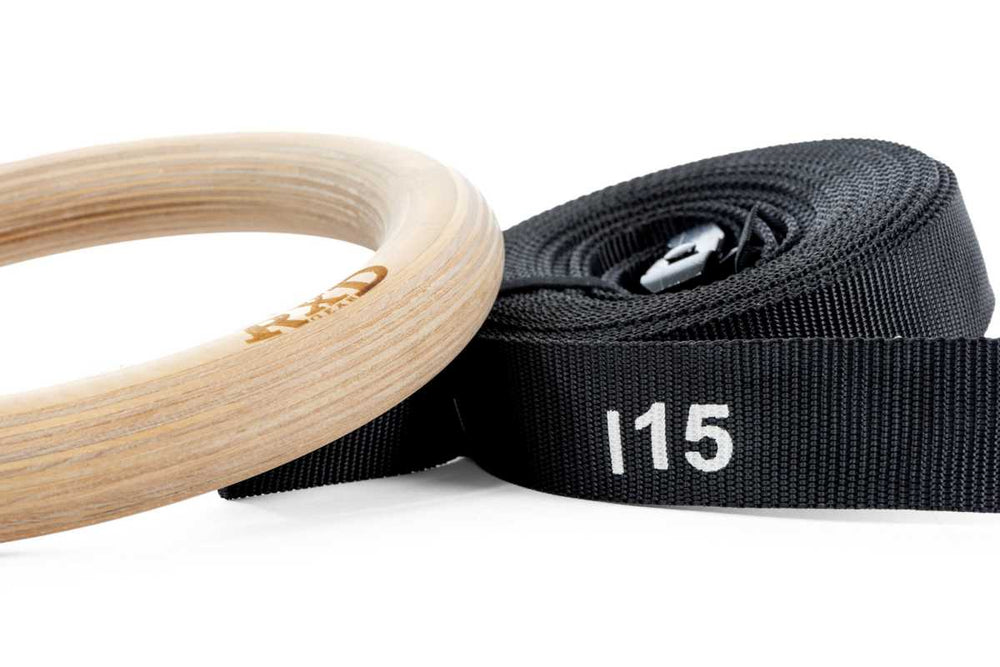 Anneaux de gymnastique en bois RXD incl. Sangles