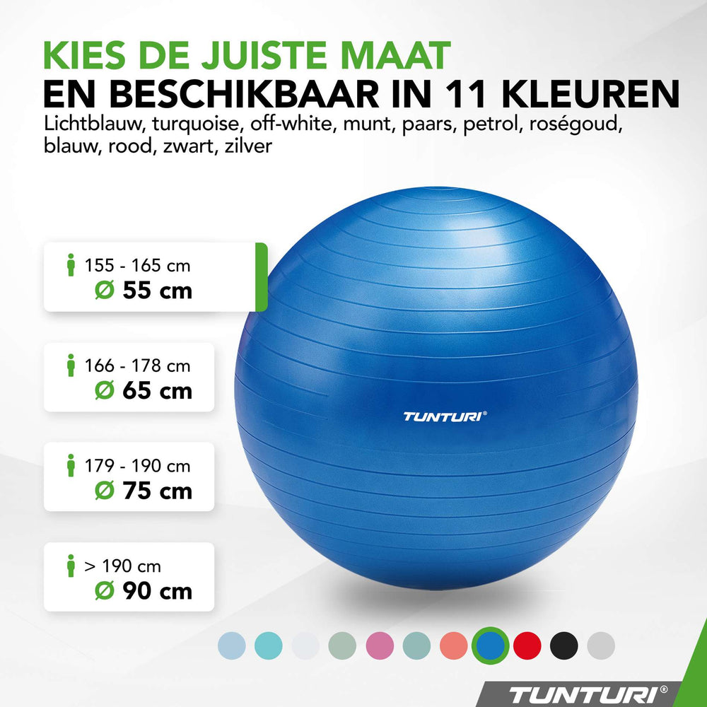 Tunturi Fitnessbal anti burst blauw - 55 cm