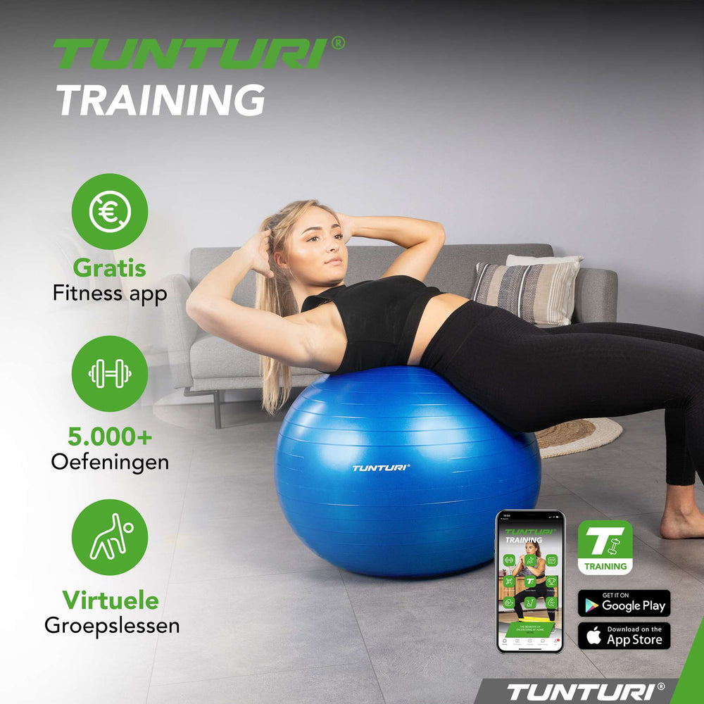 Tunturi Ballon de fitness anti éclatement bleu - 90 cm