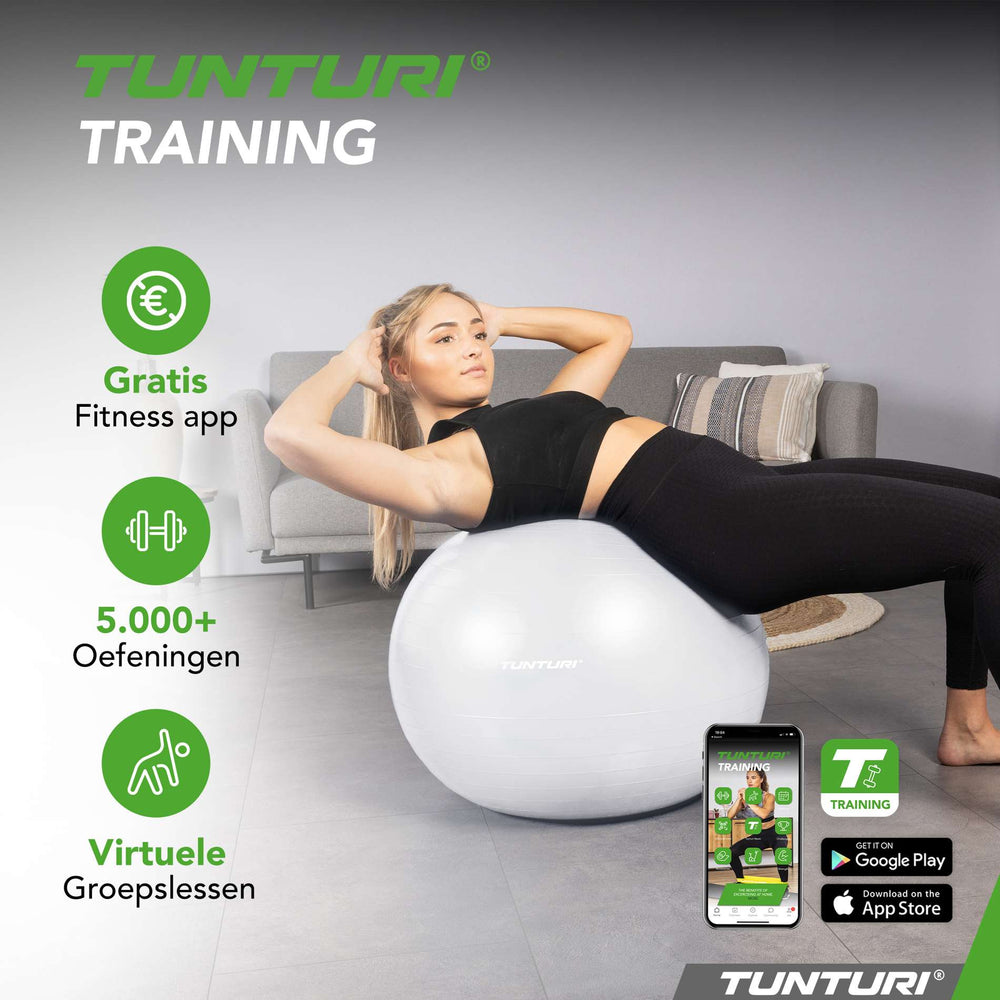 Tunturi Ballon de fitness anti-éclatement blanc cassé - 65 cm