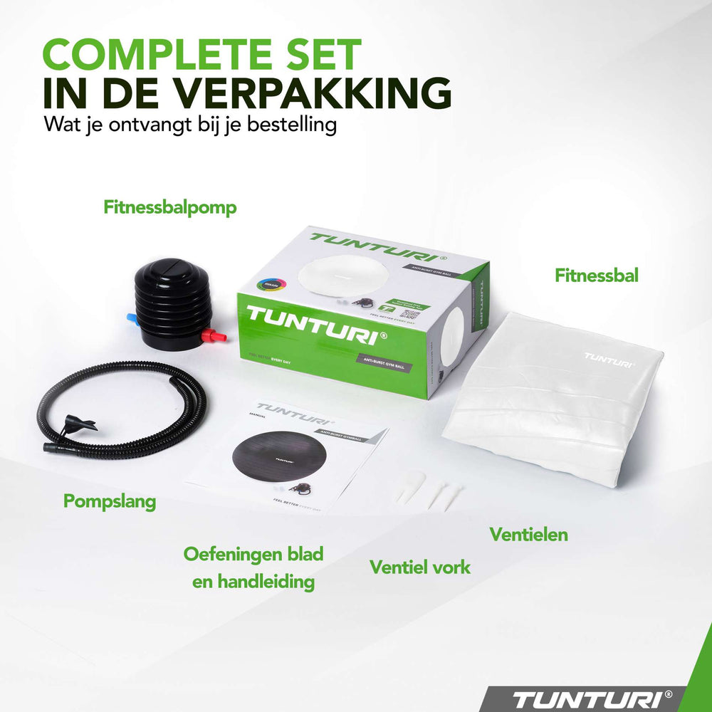 Tunturi Ballon de fitness anti-éclatement blanc cassé - 65 cm