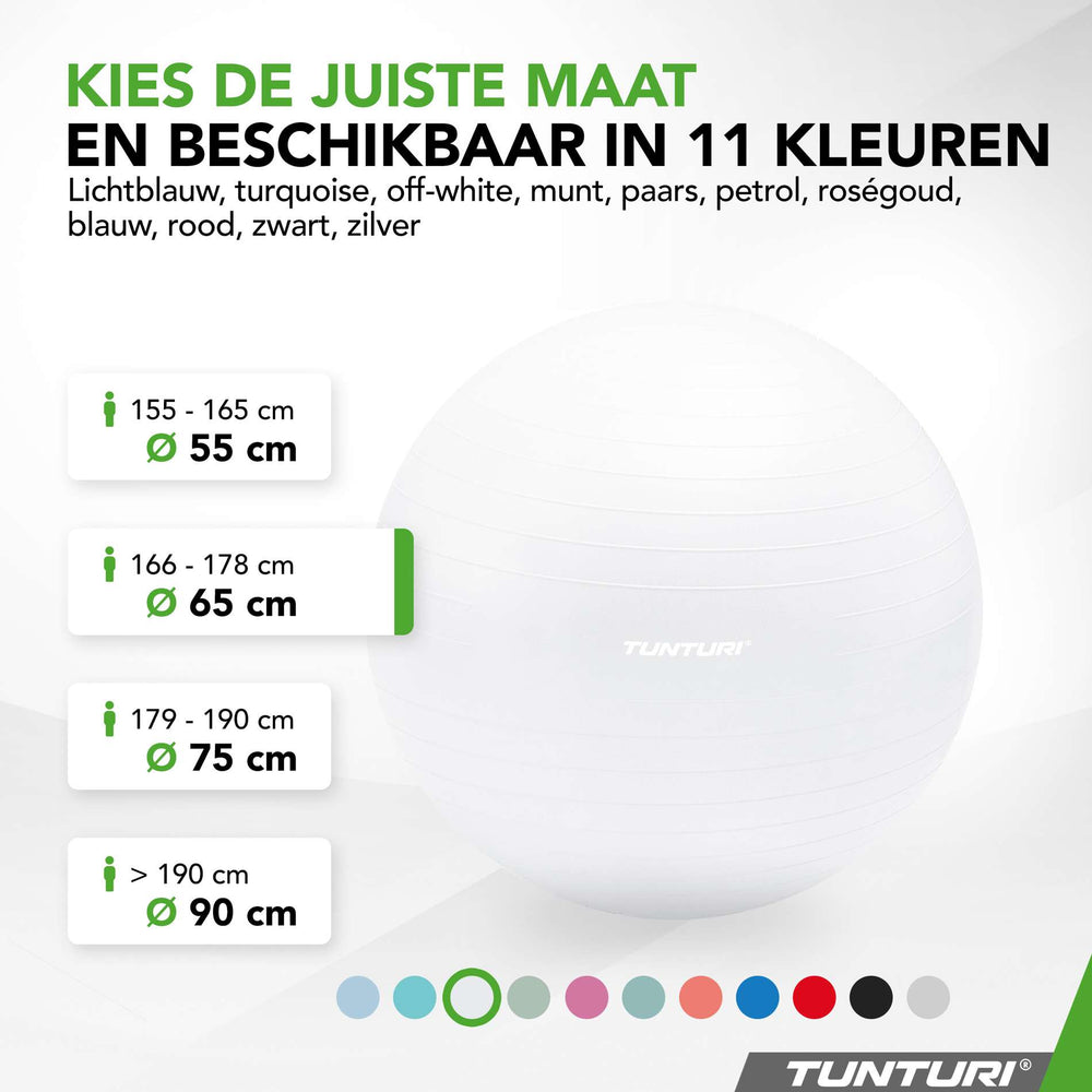 Tunturi Ballon de fitness anti-éclatement blanc cassé - 65 cm