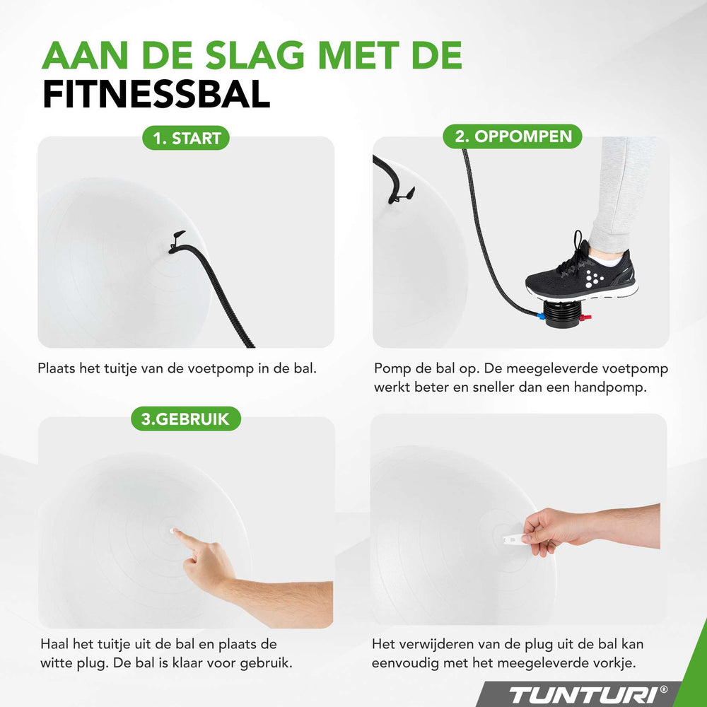 Tunturi Ballon de fitness anti-éclatement blanc cassé - 65 cm