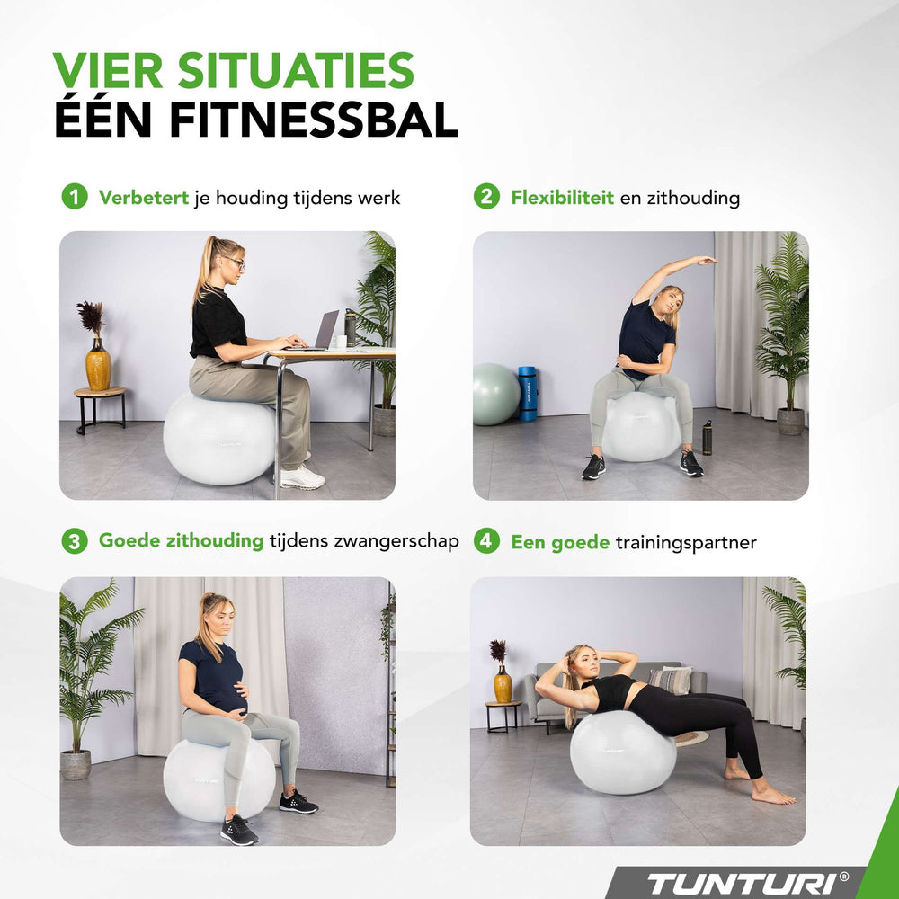 Tunturi Ballon de fitness anti-éclatement blanc cassé - 65 cm