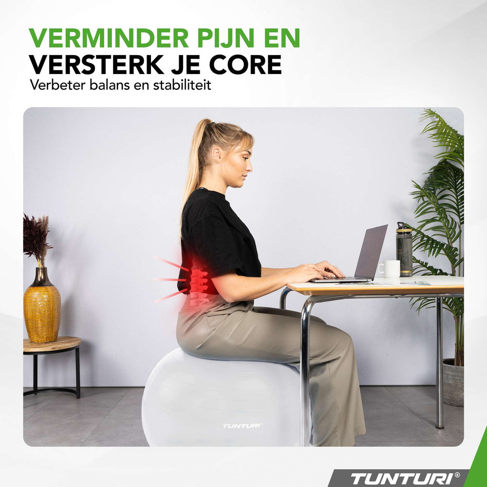 Tunturi Ballon de fitness anti-éclatement blanc cassé - 75 cm