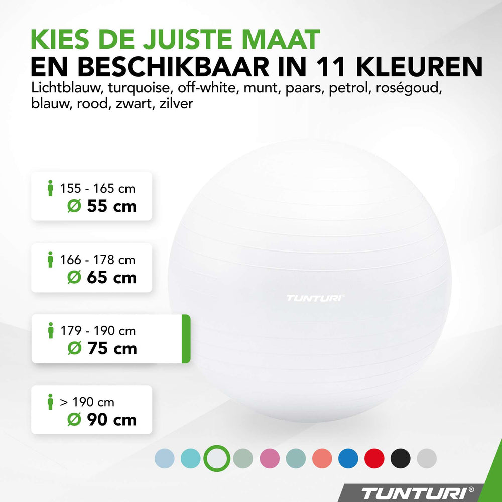Tunturi Ballon de fitness anti-éclatement blanc cassé - 75 cm