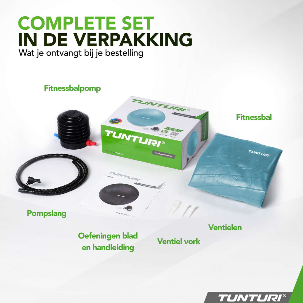 Ballon de fitness anti-éclatement Tunturi bleu clair - 65 cm