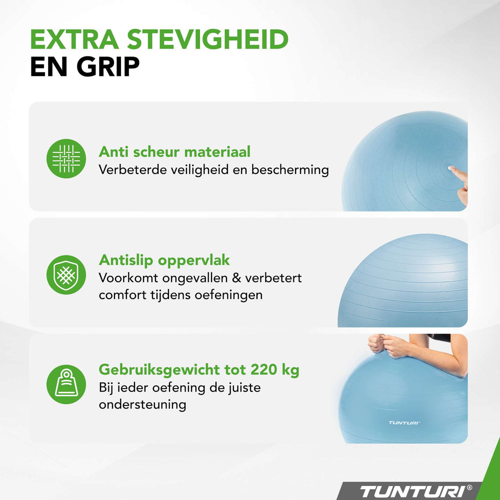 Ballon de fitness anti-éclatement Tunturi bleu clair - 65 cm