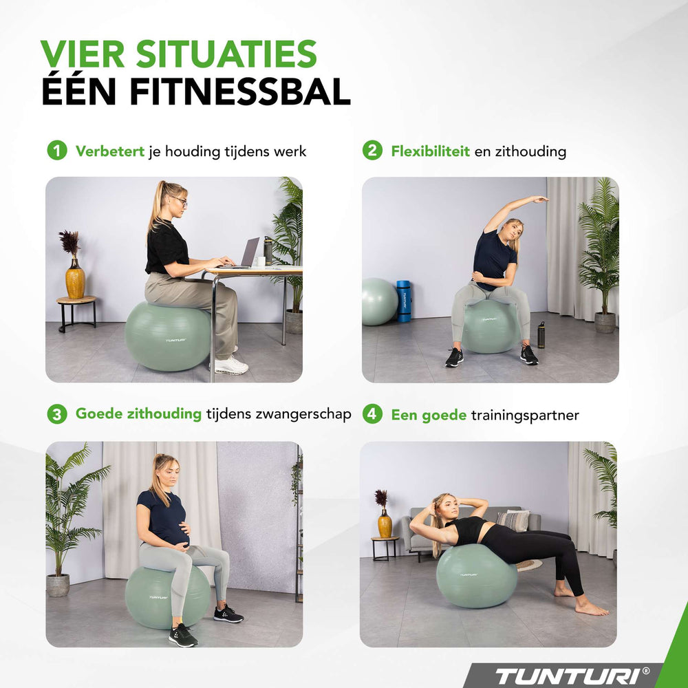 Tunturi Ballon de fitness anti éclatement menthe - 65 cm