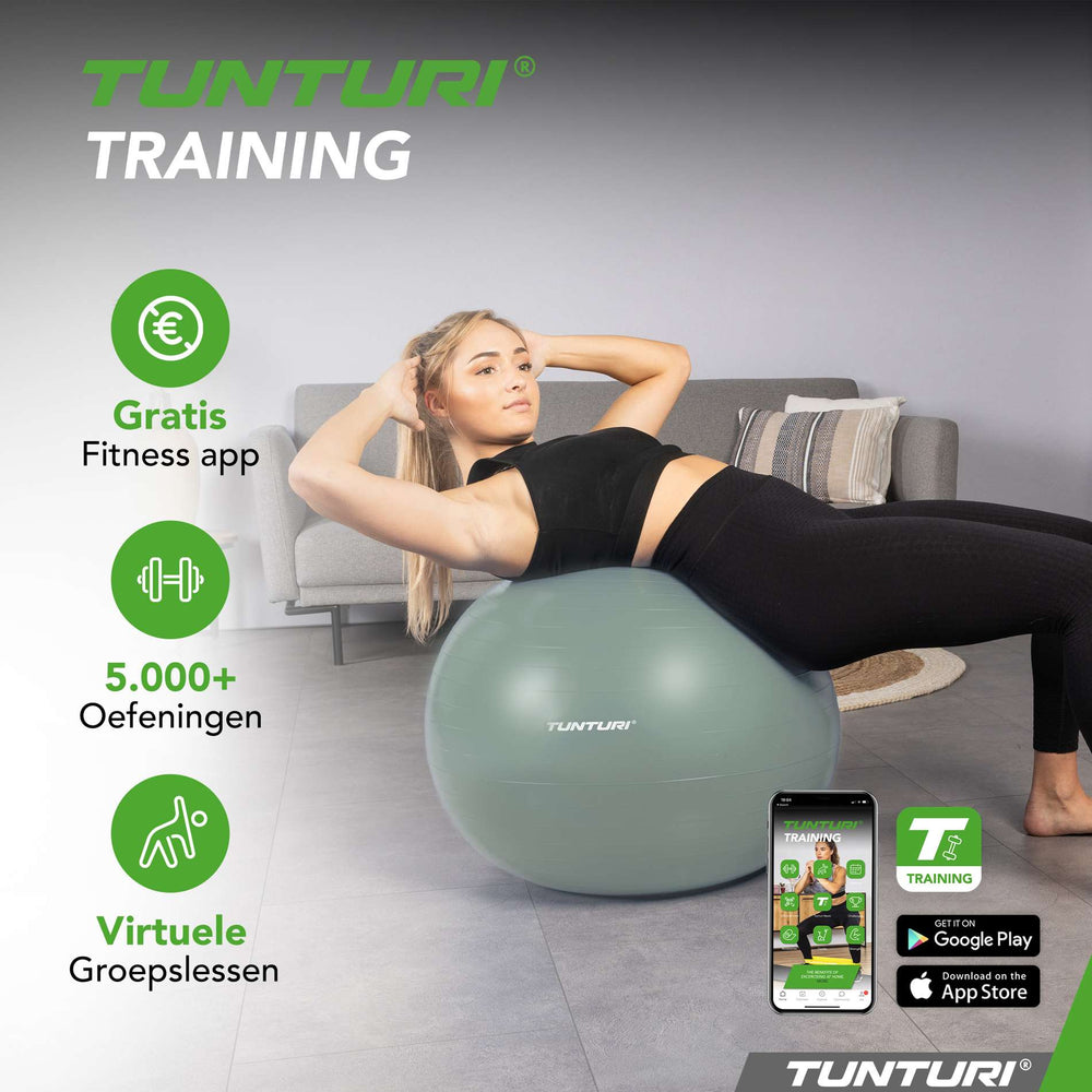 Tunturi Ballon de fitness anti éclatement menthe - 75 cm