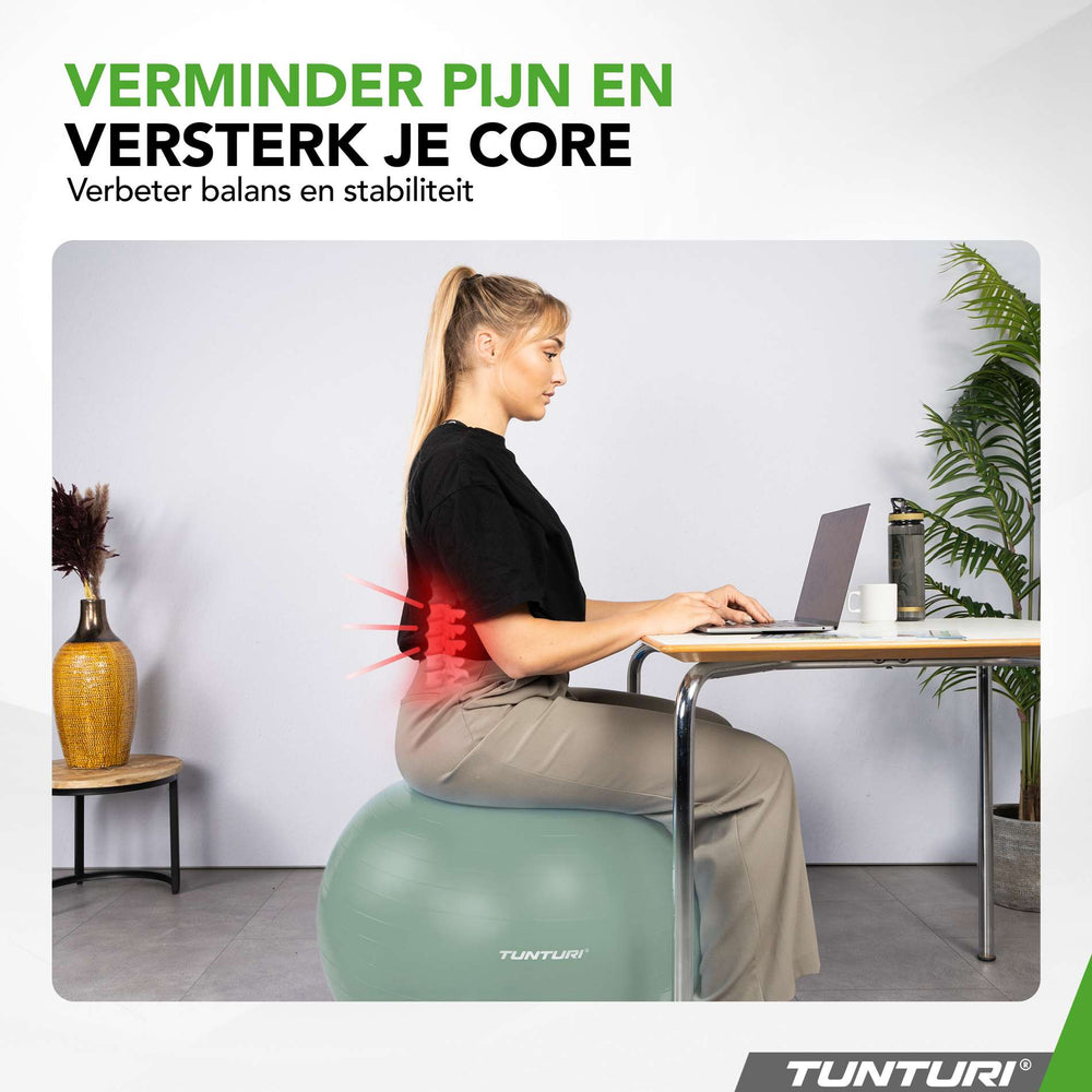 Tunturi Ballon de fitness anti éclatement menthe - 90 cm