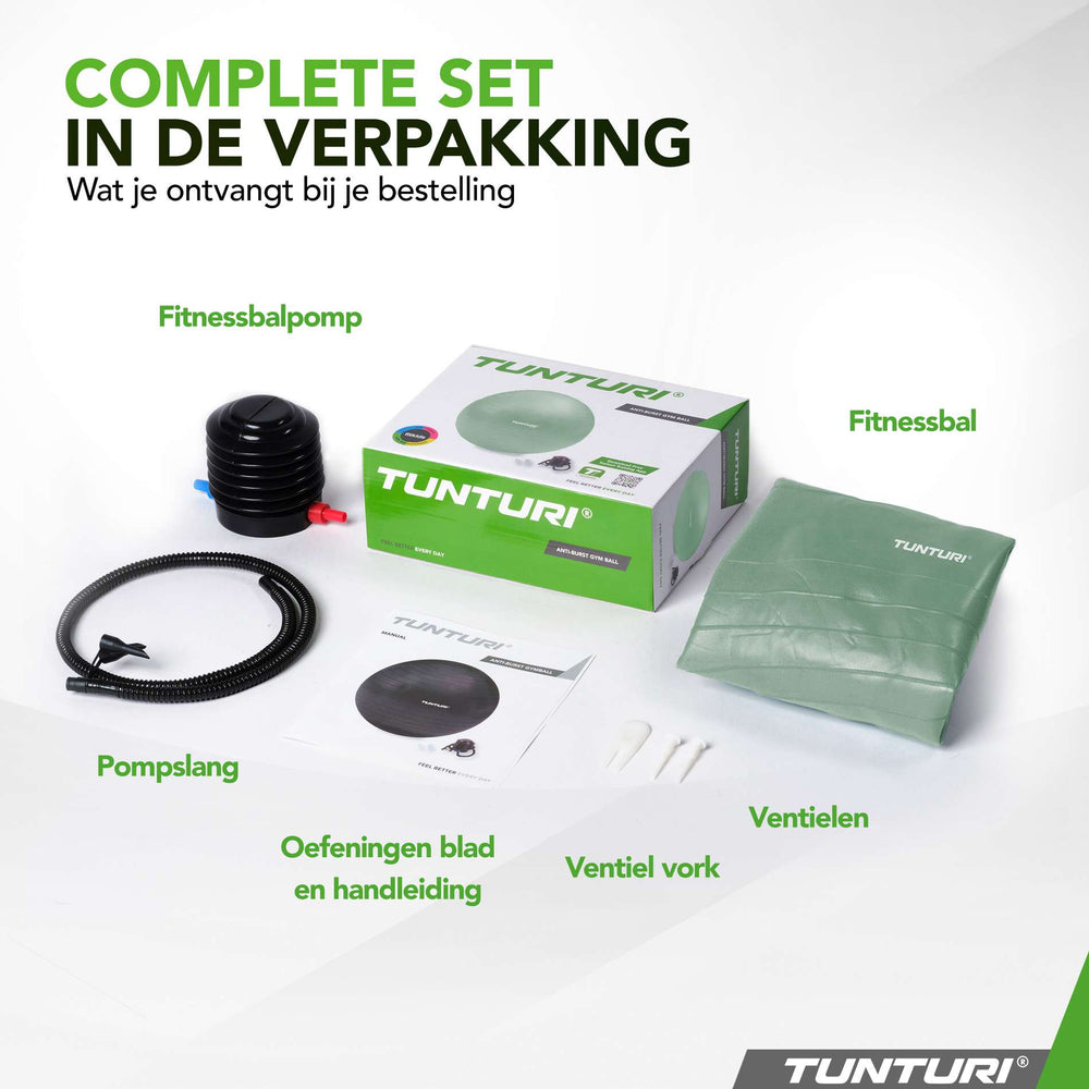 Tunturi Ballon de fitness anti éclatement menthe - 90 cm