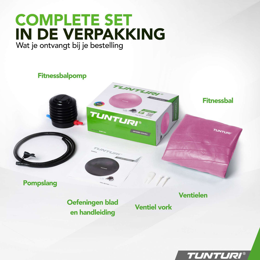 Tunturi Ballon de fitness anti éclatement violet - 65 cm