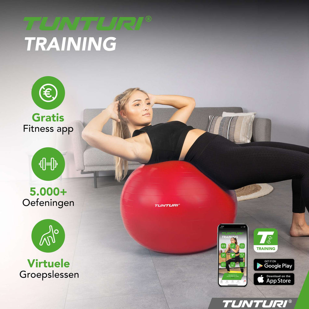 Ballon de fitness anti-éclatement Tunturi rouge - 65 cm