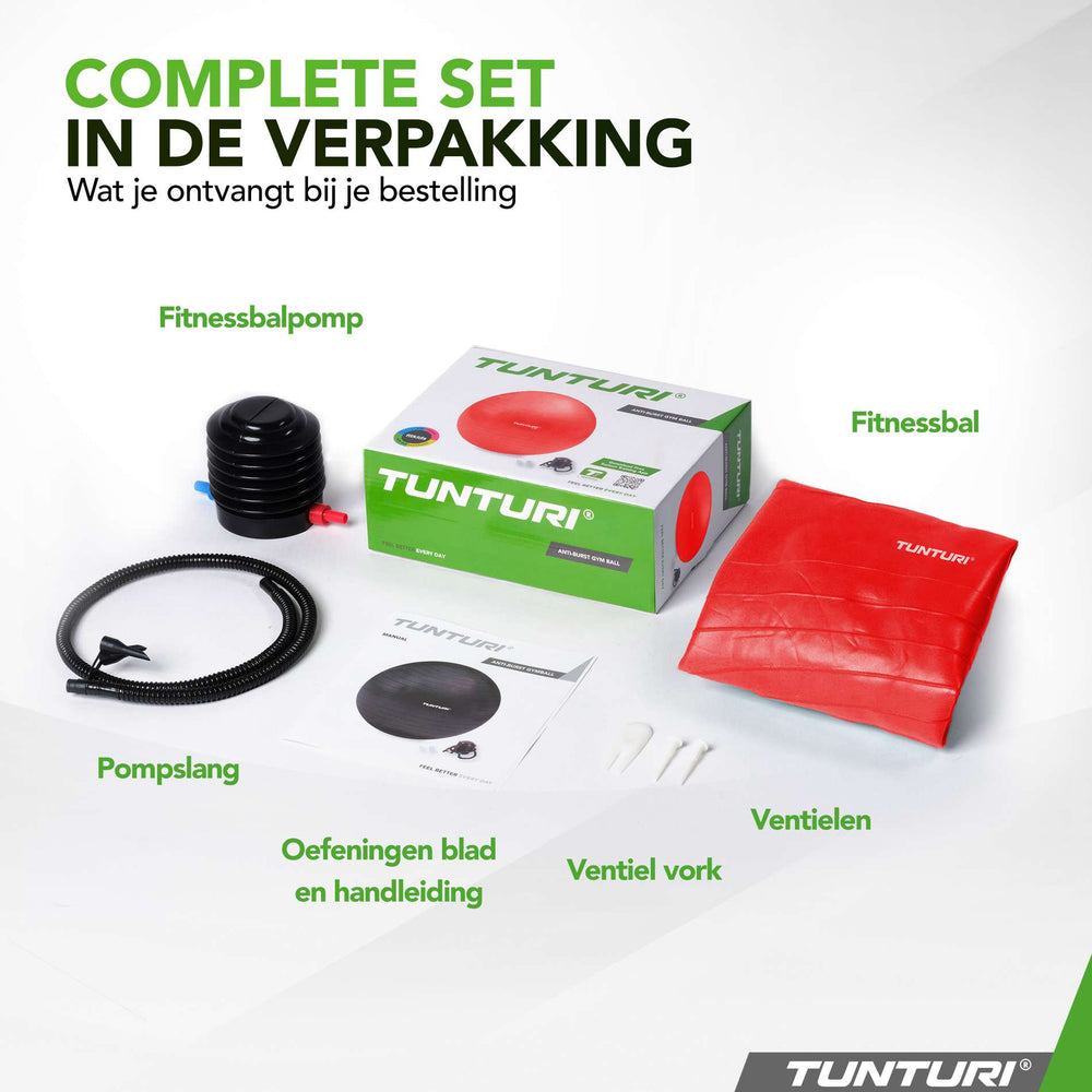 Ballon de fitness anti-éclatement Tunturi rouge - 75 cm