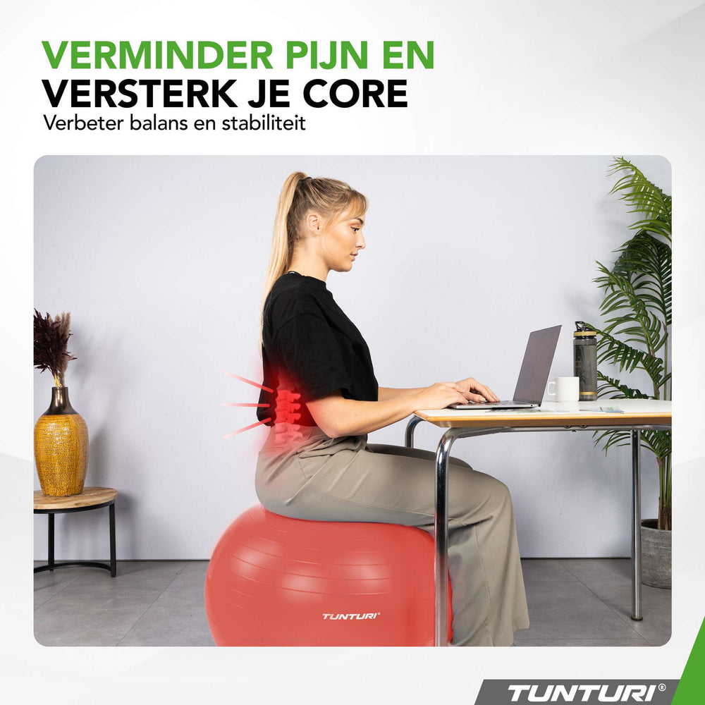 Ballon de fitness Tunturi anti-éclatement or rose - 65 cm