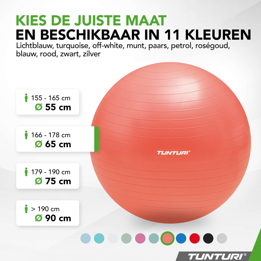 Ballon de fitness Tunturi anti-éclatement or rose - 65 cm