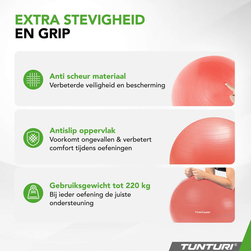 Ballon de fitness Tunturi anti-éclatement or rose - 75 cm