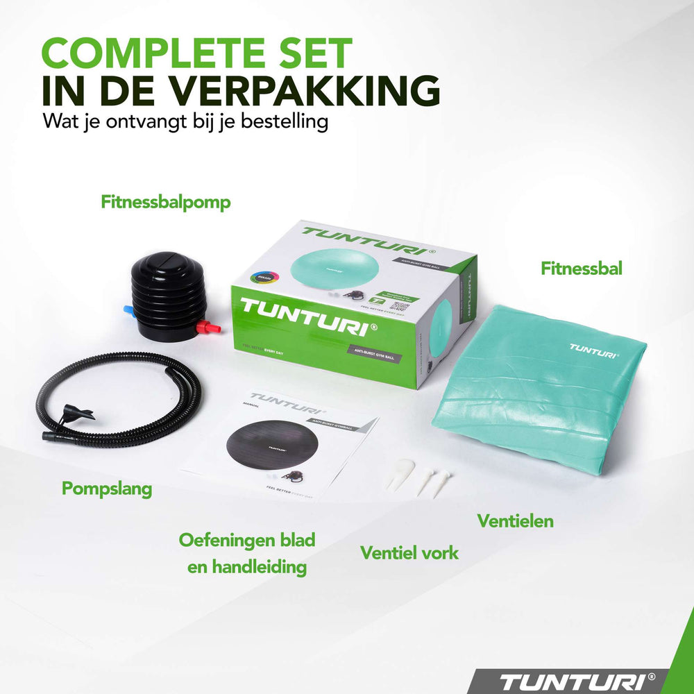 Tunturi Ballon de fitness anti éclatement turquoise - 75 cm