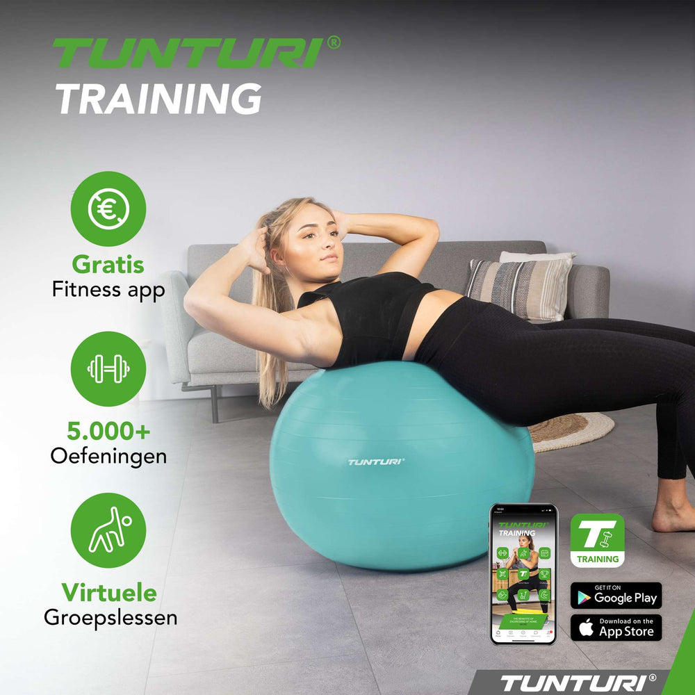 Tunturi Ballon de fitness anti éclatement turquoise - 75 cm