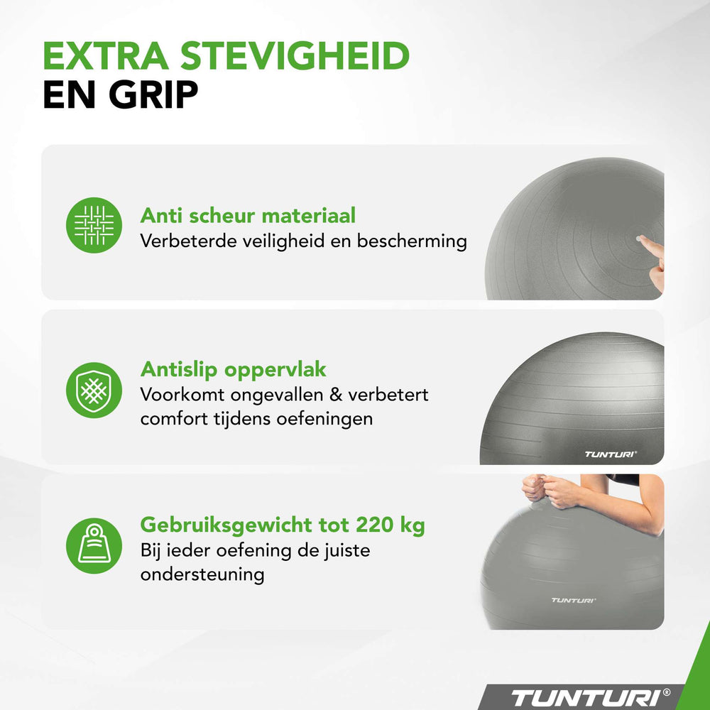 Tunturi Ballon de fitness anti éclatement argent - 75 cm