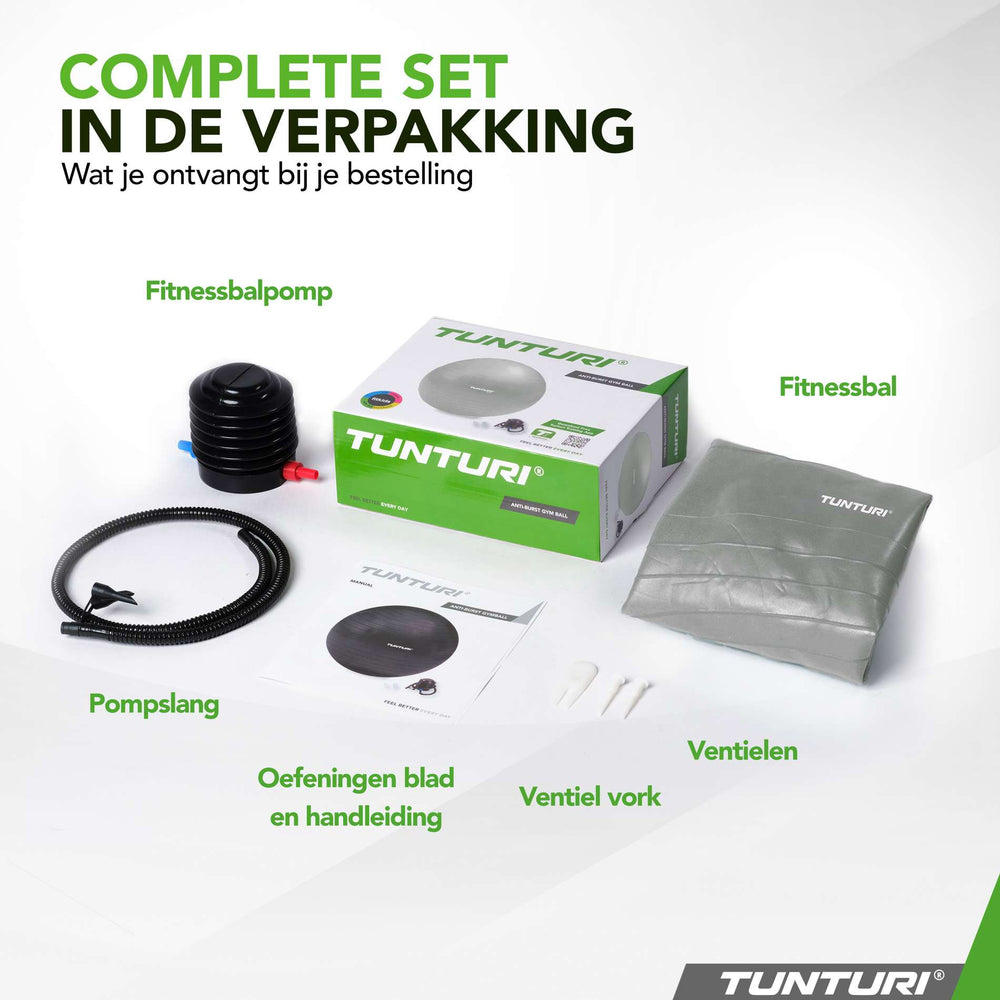 Tunturi Ballon de fitness anti éclatement argent - 90 cm