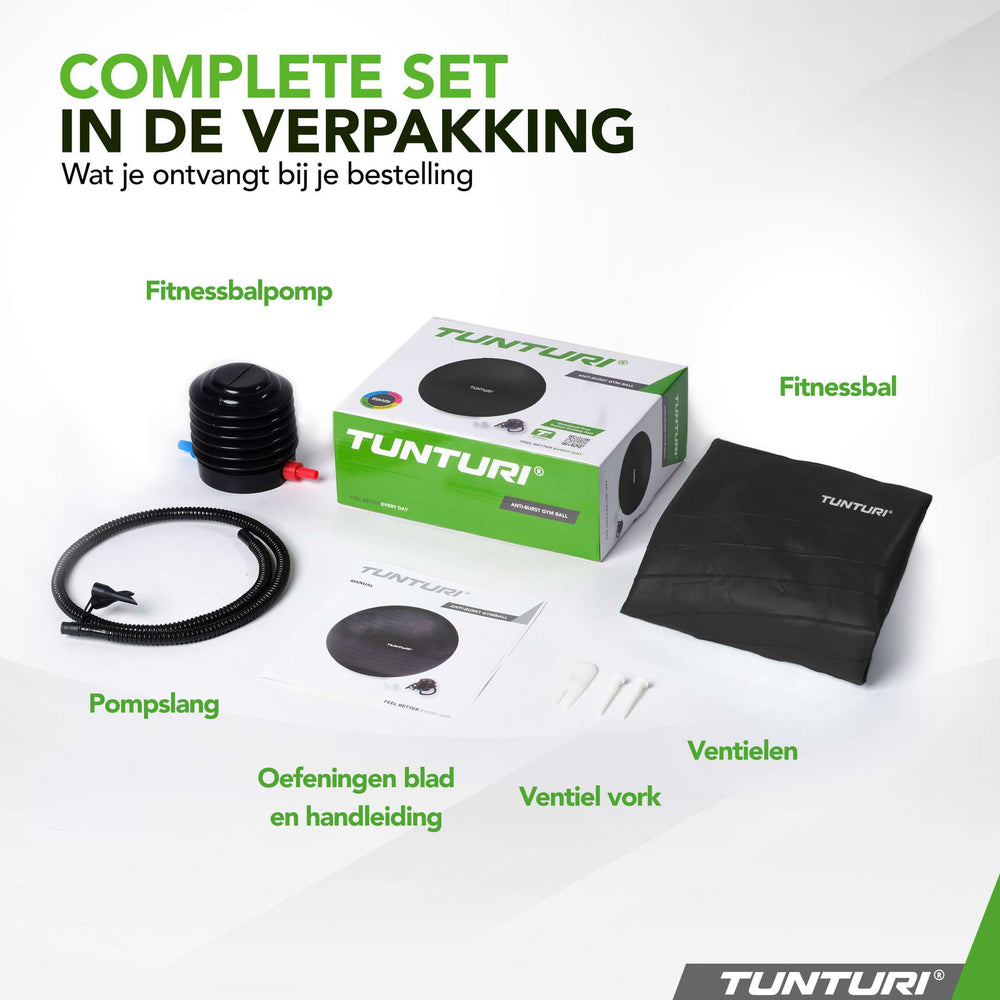 Tunturi Ballon de fitness anti éclatement noir - 55 cm