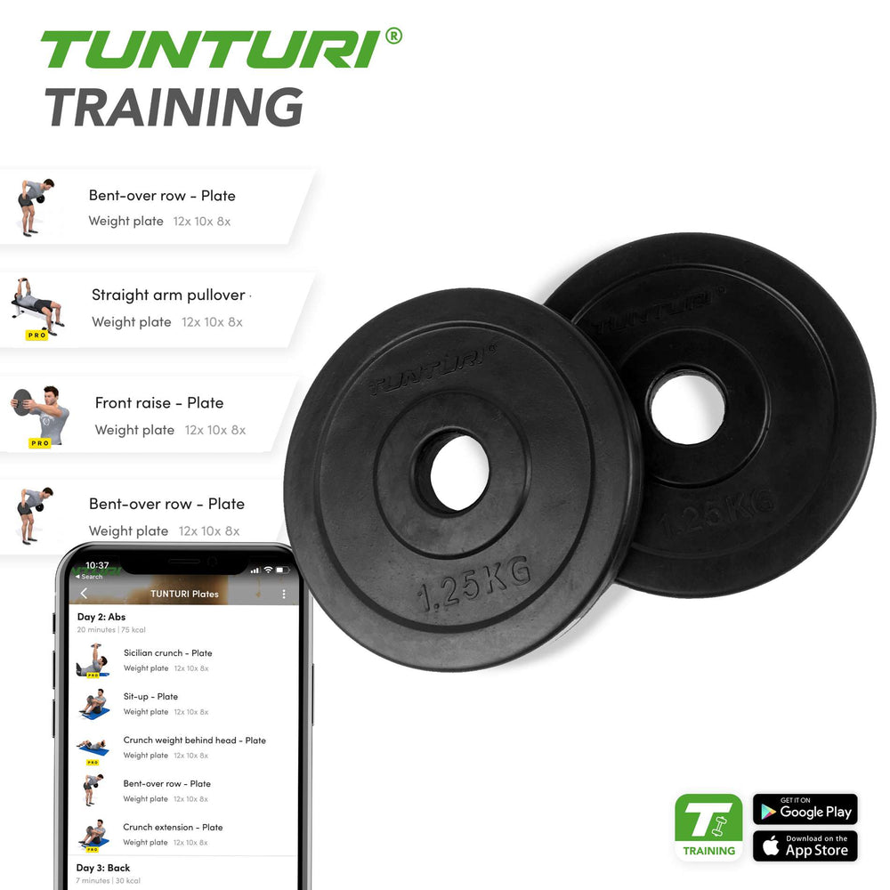 Tunturi Halterschijven - Ø 30 mm - Rubber 2x 1,25 kg