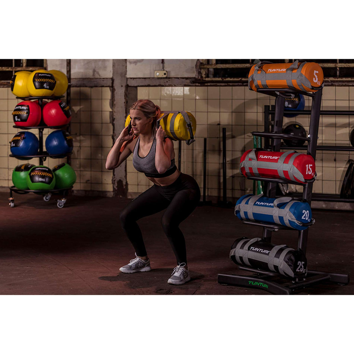 Sac Bulgare Tunturi – Entraînement Explosif – Poignées Souples – PU Durable – Poids 5 à 20 Kg