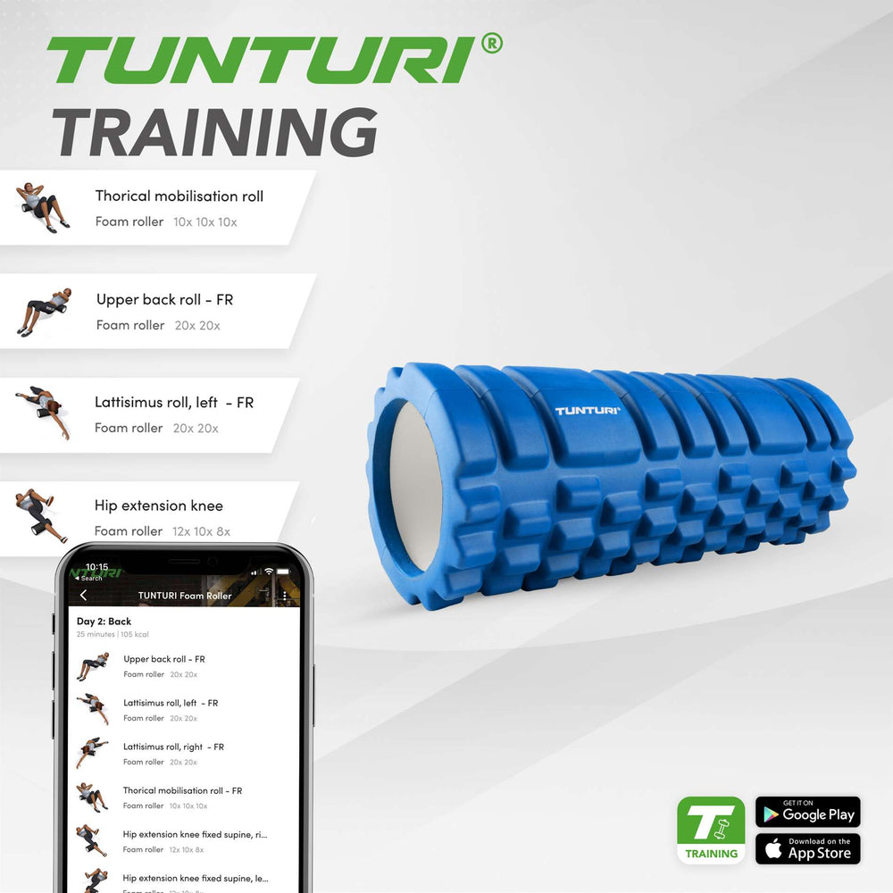 Tunturi Yoga grid foam roller 33 cm - Blauw