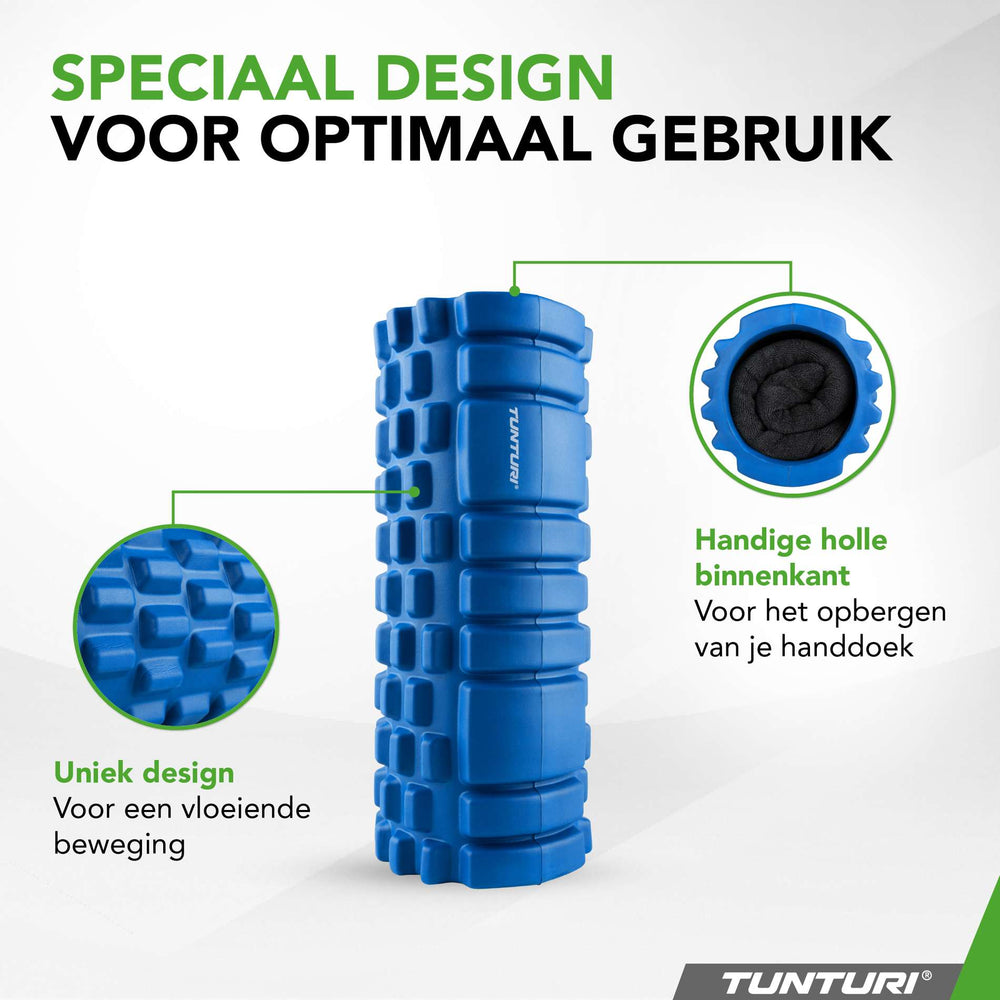 Tunturi Yoga grid foam roller 33 cm - Blauw