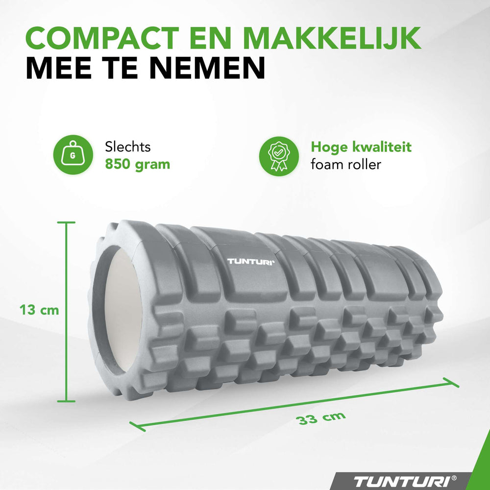Tunturi Yoga grid foam roller 33 cm - Grijs