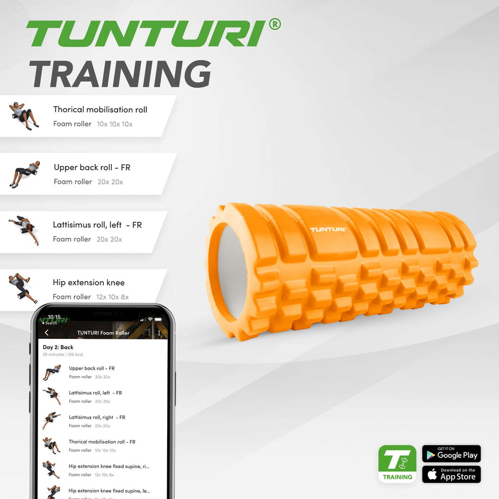 Rouleau en mousse grille Tunturi Yoga 33 cm - Orange