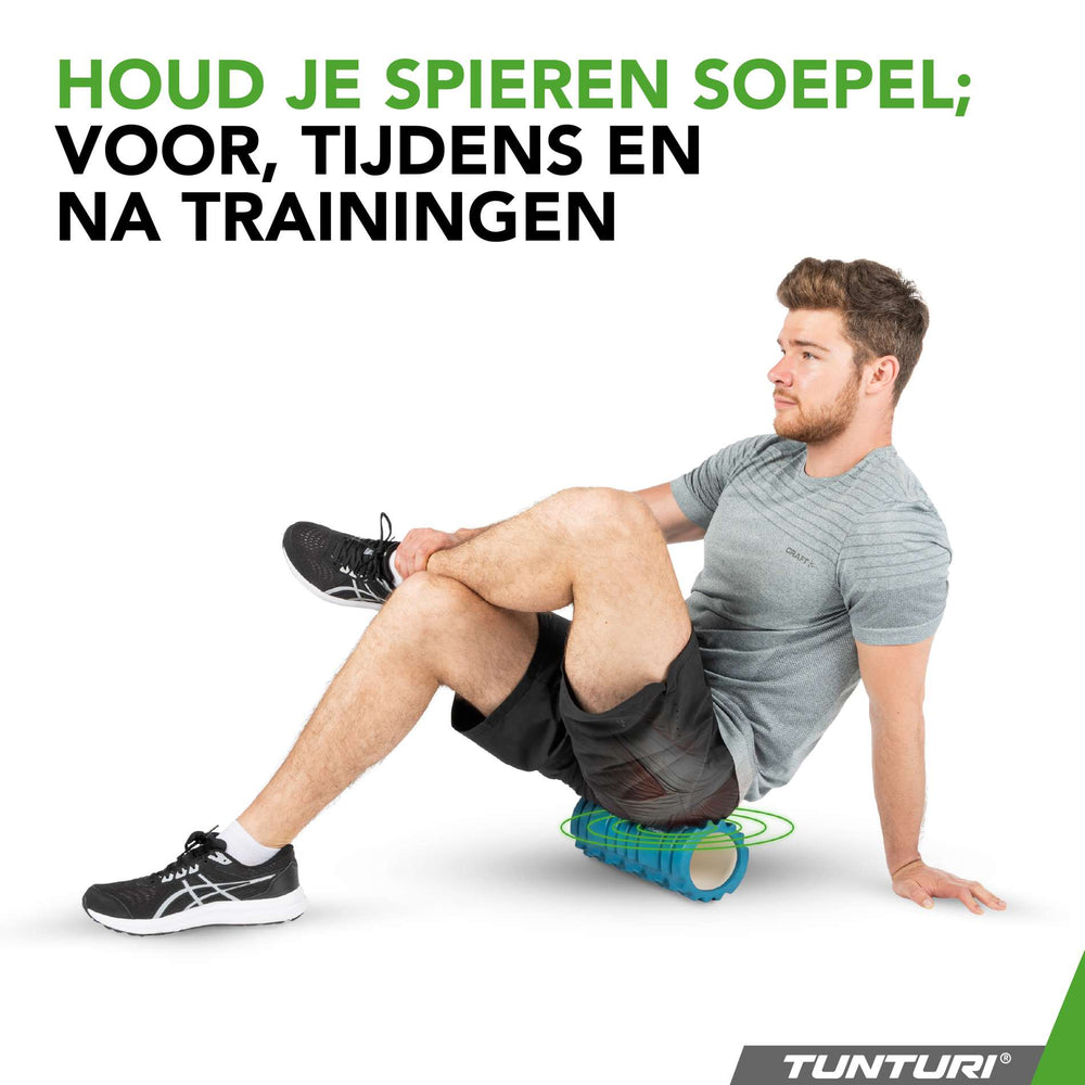 Rouleau en mousse quadrillé Tunturi Yoga 33 cm - Bleu pétrole