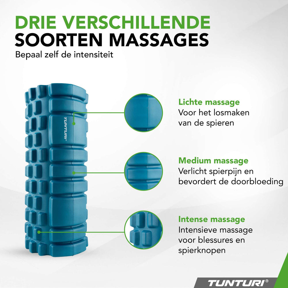 Rouleau en mousse quadrillé Tunturi Yoga 33 cm - Bleu pétrole