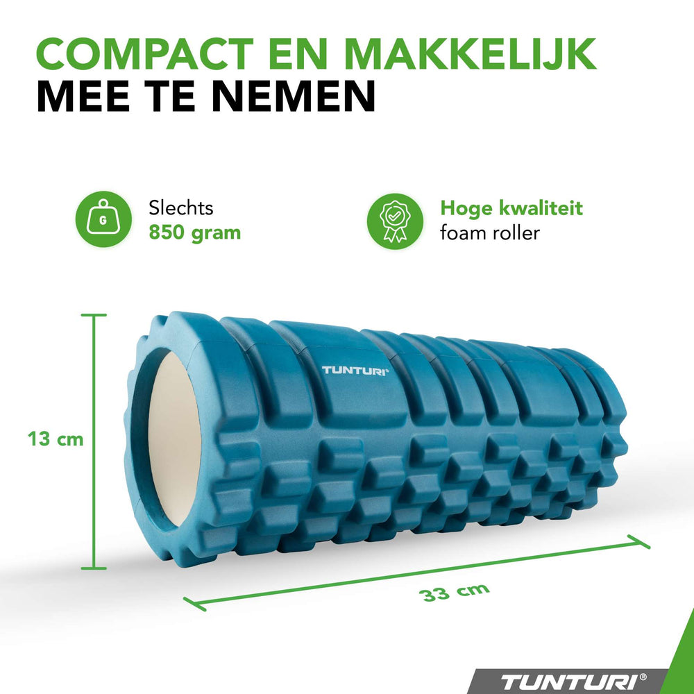 Rouleau en mousse quadrillé Tunturi Yoga 33 cm - Bleu pétrole