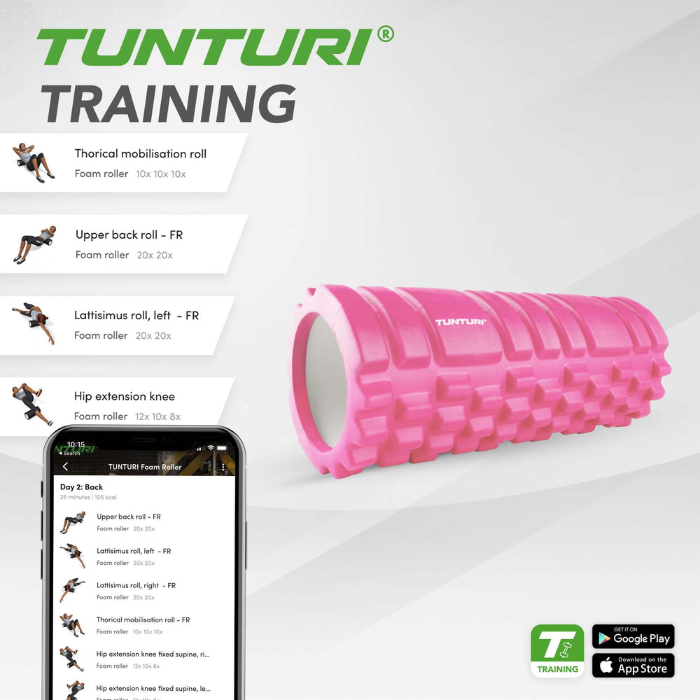 Rouleau en mousse grille Tunturi Yoga 33 cm - Rose