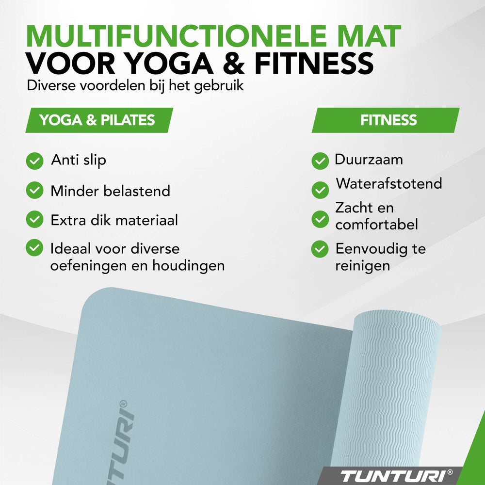 Tapis de yoga Tunturi 8 mm - Bleu clair