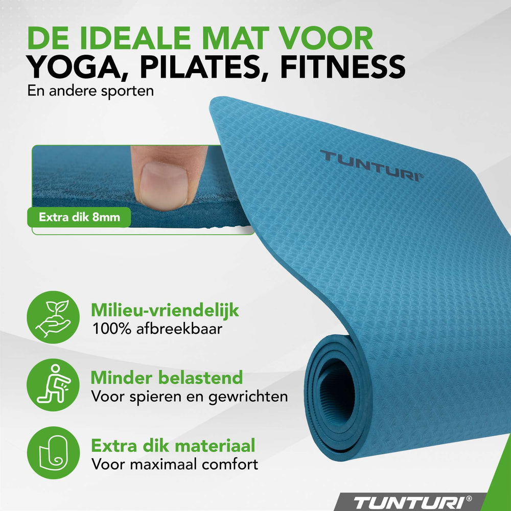 Tapis de yoga Tunturi 8 mm - Bleu pétrole