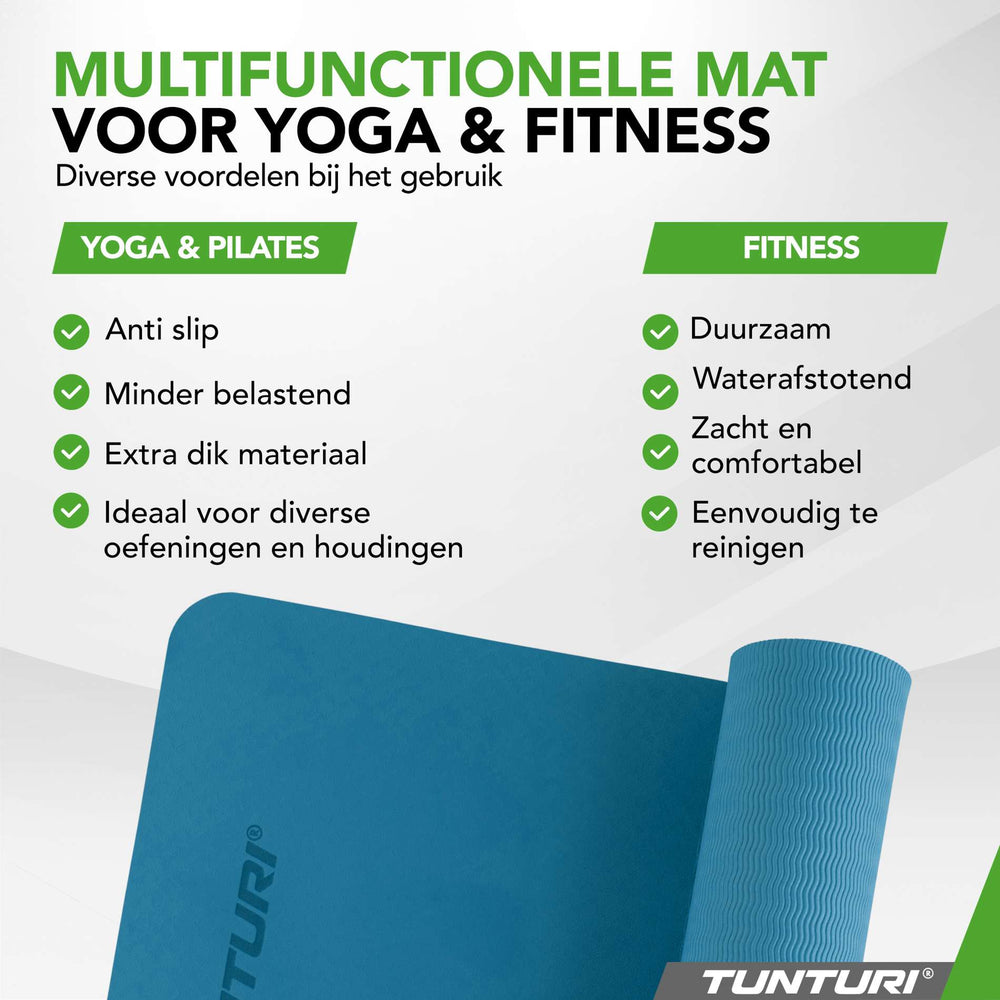 Tapis de yoga Tunturi 8 mm - Bleu pétrole