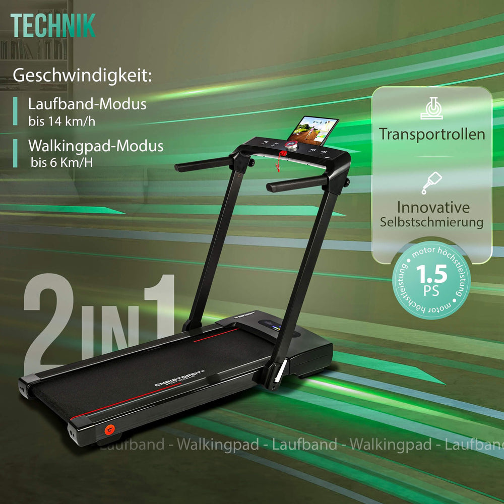 Christopeit 2 in 1 zwart loopband