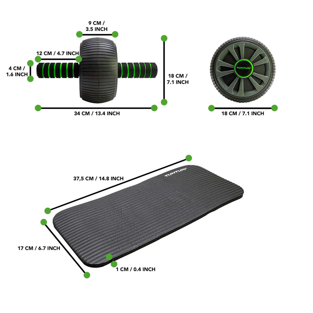 Tunturi Ab wheel pro met fitnessmat 15mm