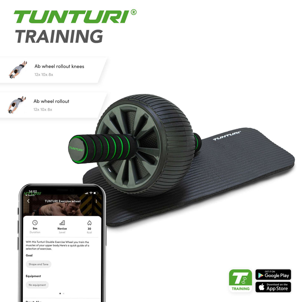 Tunturi Ab wheel pro met fitnessmat 15mm