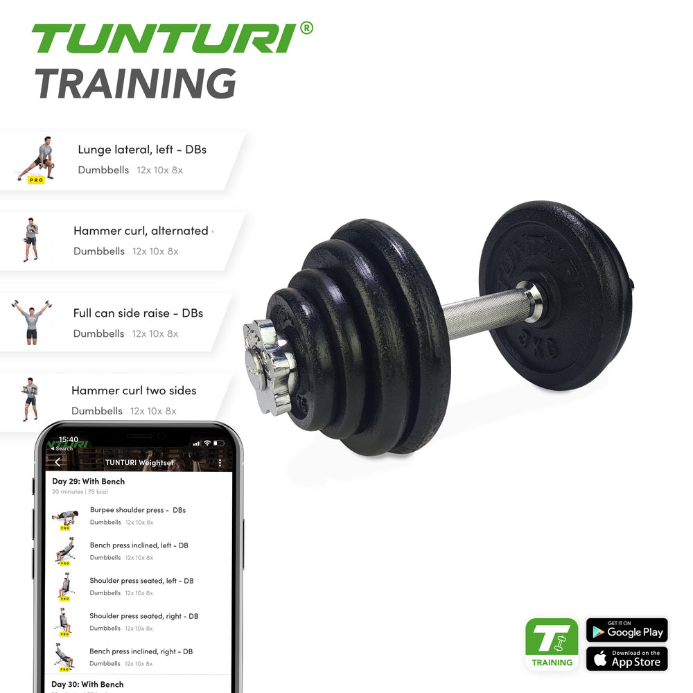 Tunturi Dumbbell Set Gietijzer - 15 kg