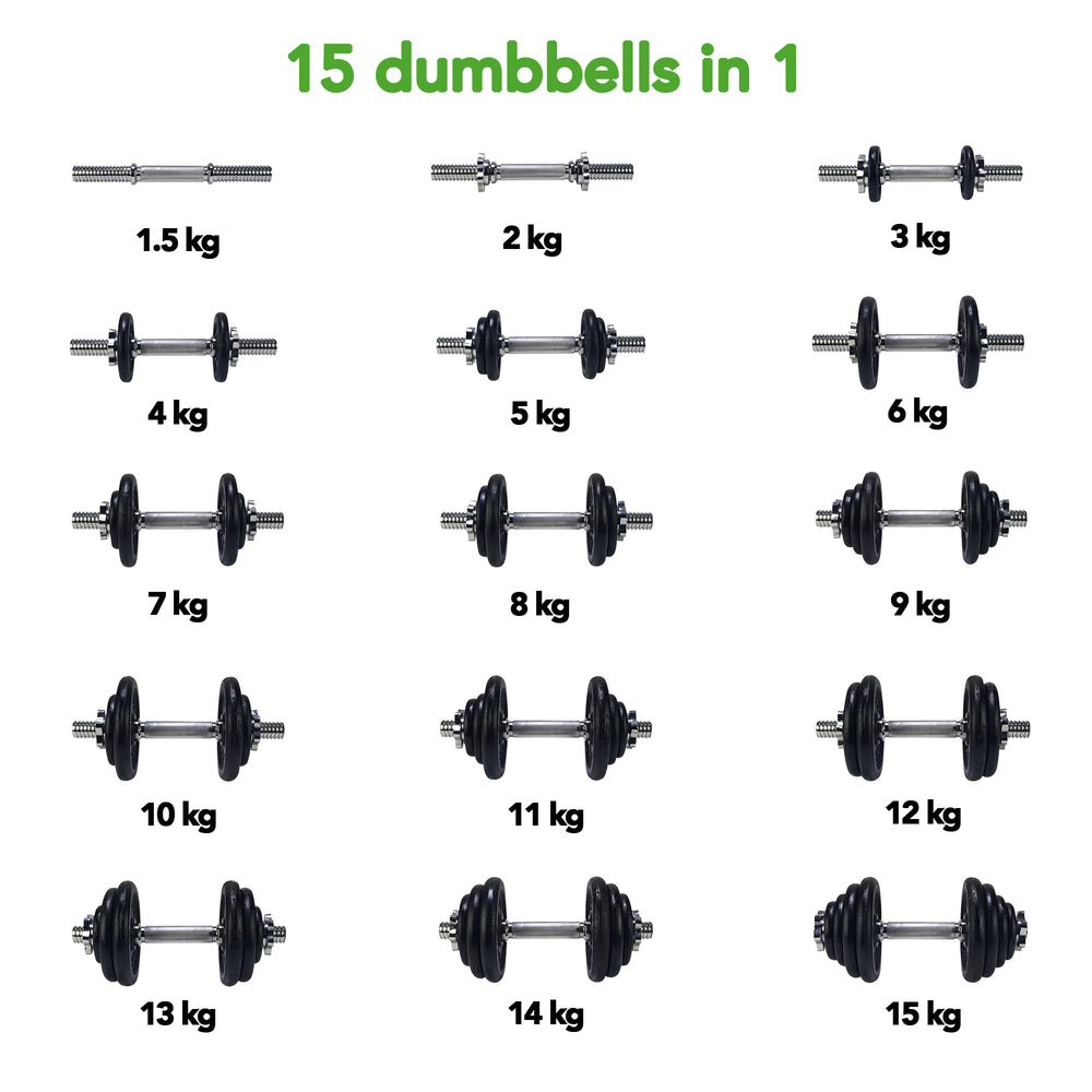 Tunturi Dumbbell Set Gietijzer - 15 kg