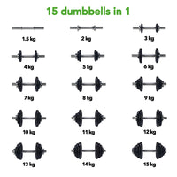 Tunturi Dumbbell Set Gietijzer - 15 kg