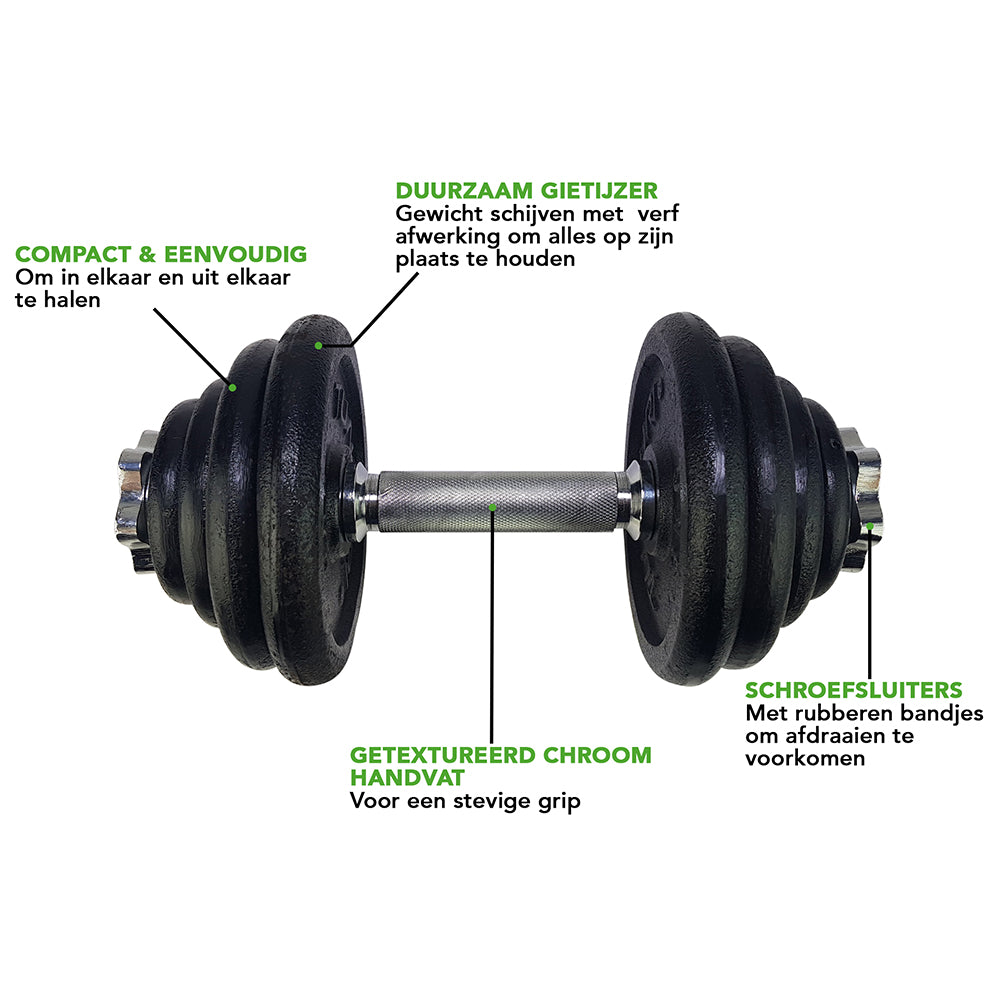 Tunturi Dumbbell Set Gietijzer - 15 kg