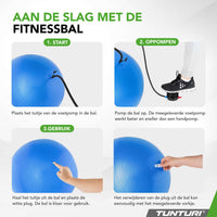 Tunturi Ballon de fitness anti éclatement bleu - 55 cm