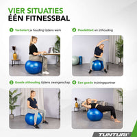 Tunturi Ballon de fitness anti éclatement bleu - 55 cm